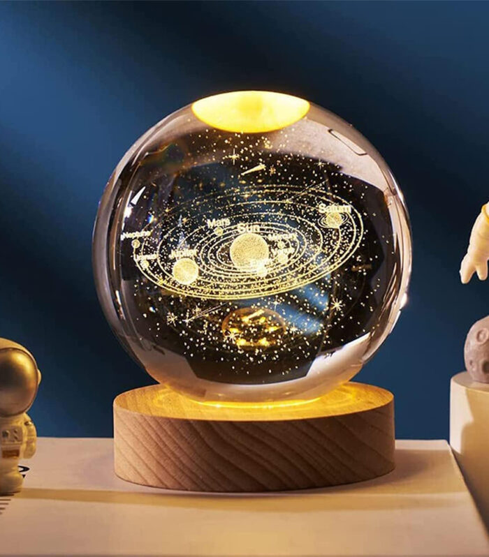 3D SOLAR PLANET CRYSTAL BALL LED NIGHT LAMP – USB POWERED DECORATIVE LIGHT