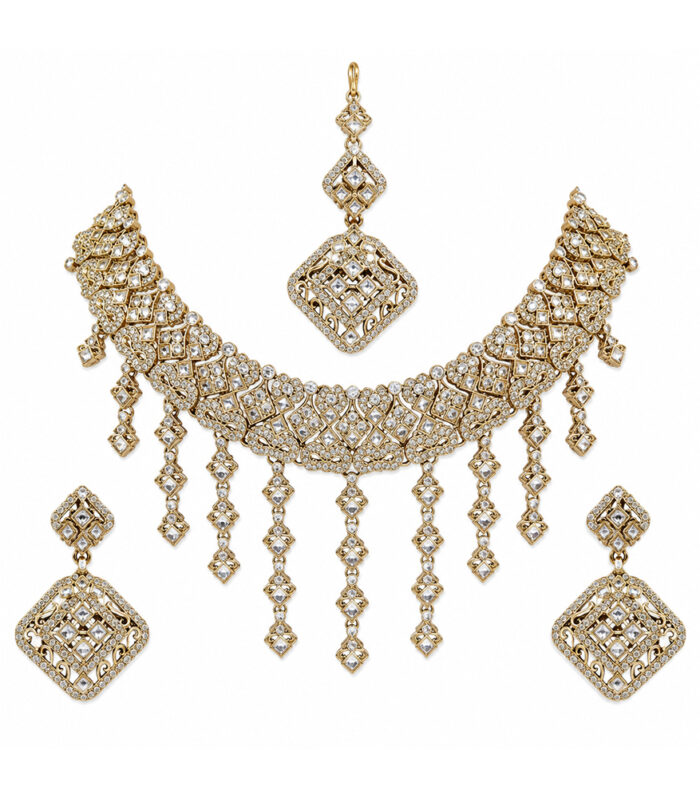 Traditional Royal Gold Stone Choker Jewellery Set