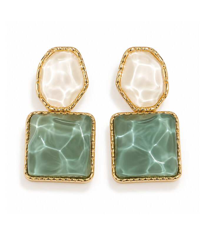 Green Pearl Drop Earrings