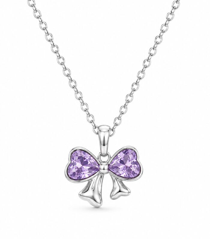 Purple Bow Pendant Necklace