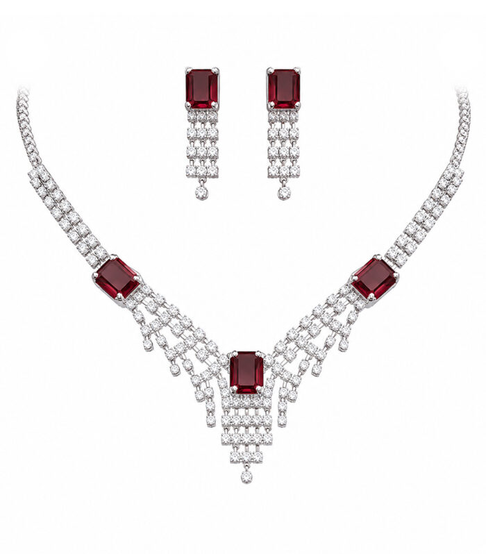 Ruby Radiance Crystal Necklace Set