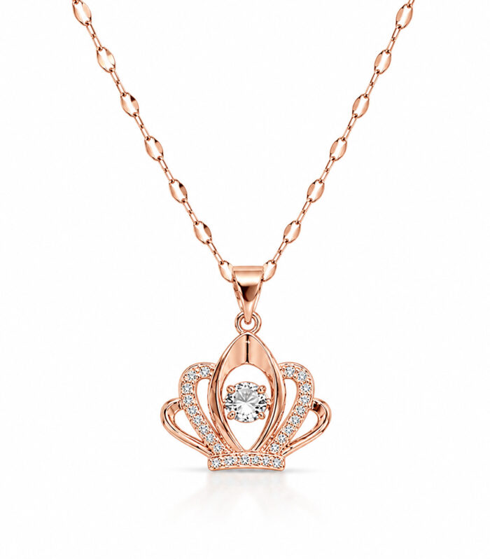 Rose Gold Crown Pendant Necklace