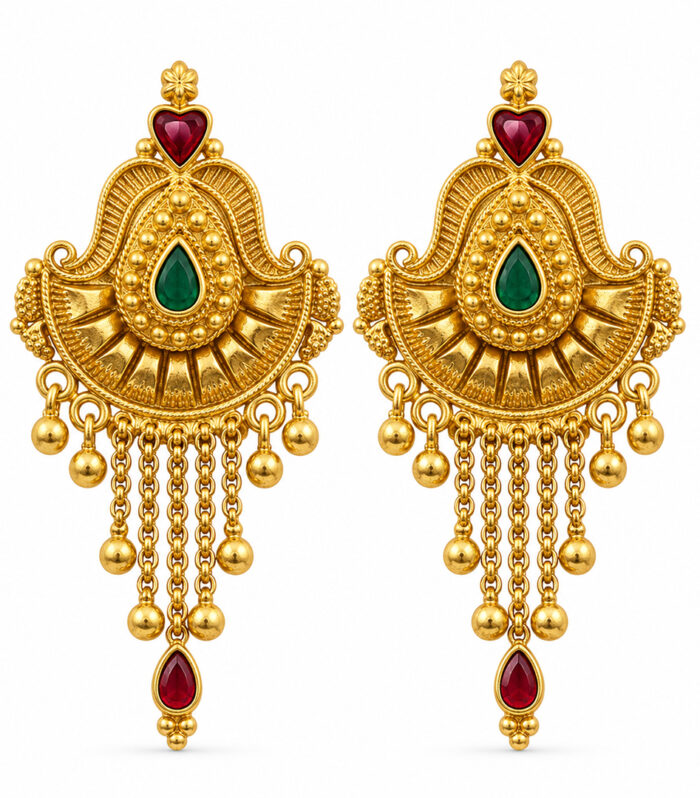 Emerald Ruby Royal Chandbali Earrings