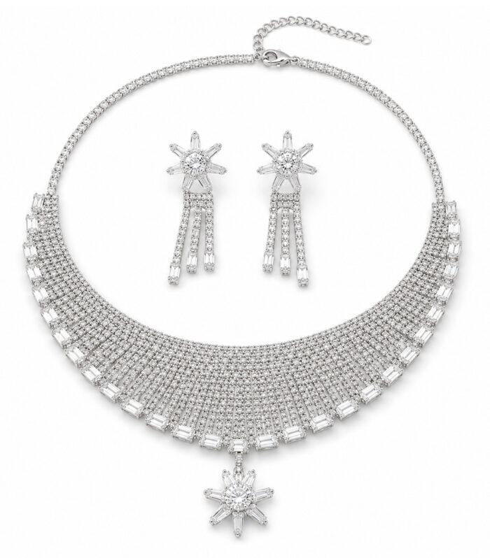 Silver Starfall Crystal Necklace Set