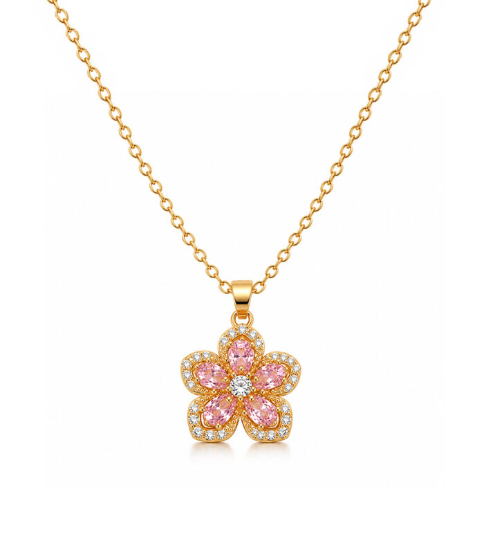 Pink Floral Pendant Necklace