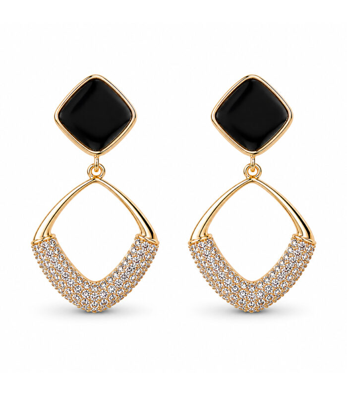 Elegant Black Stone Drop Earrings