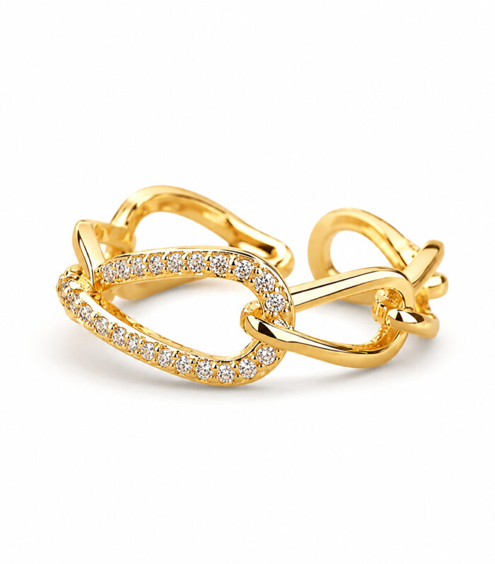 Golden Crystal Link Ring