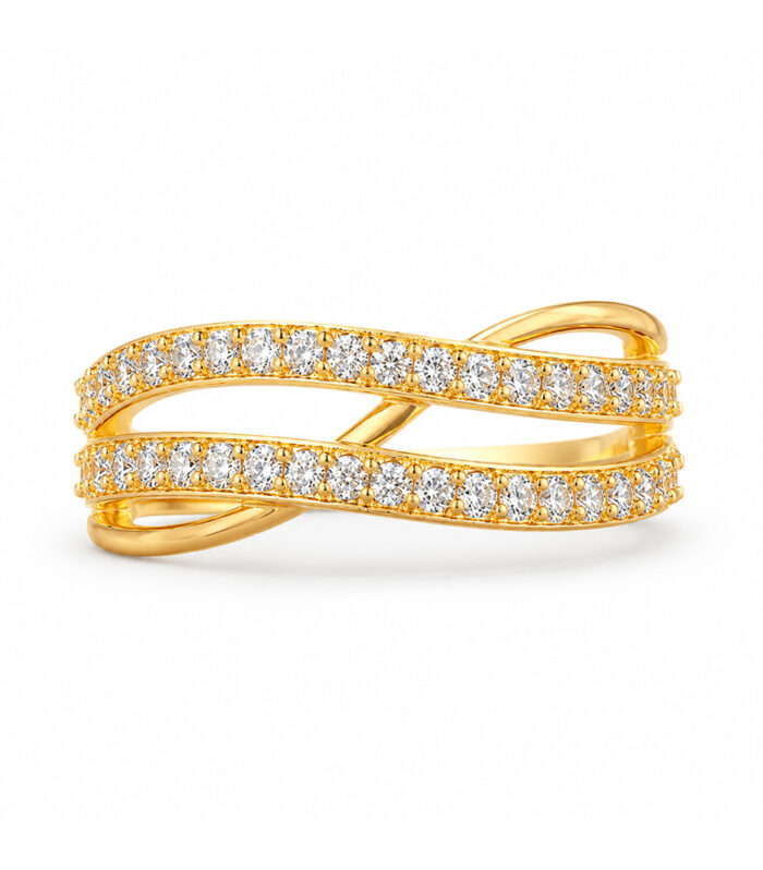 Golden Crystal Double Band Ring